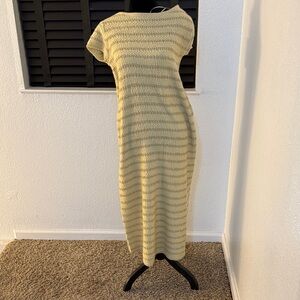 Zara Beige Striped Midi Dress